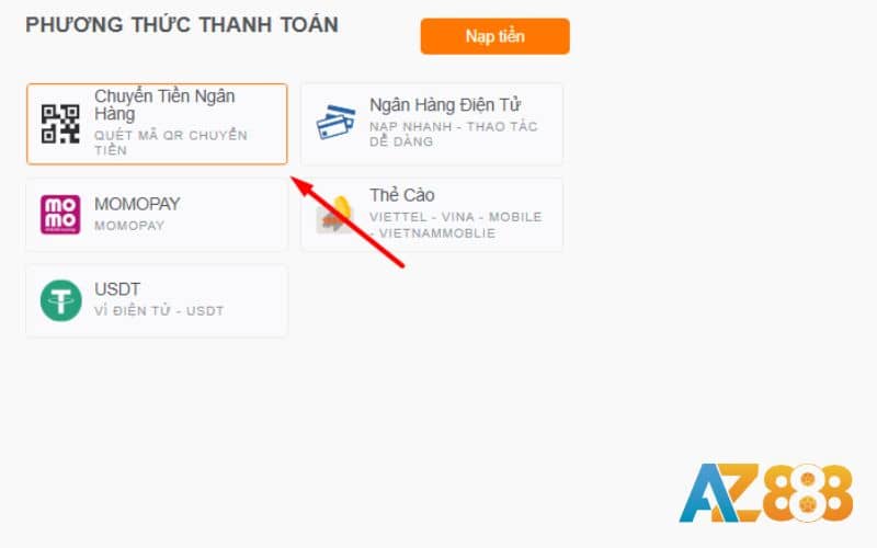 Chọn phương thức chuyển tiền ngân hàng